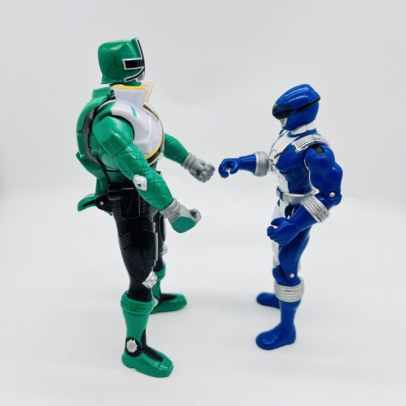 Bandai Power Rangers Action Figures 2011 Samurai Green & 2006 Overdrive Blue - Picture 5 of 14